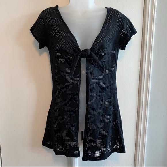 Stars and Mesh Tie Front Top - Picture 1 of 7